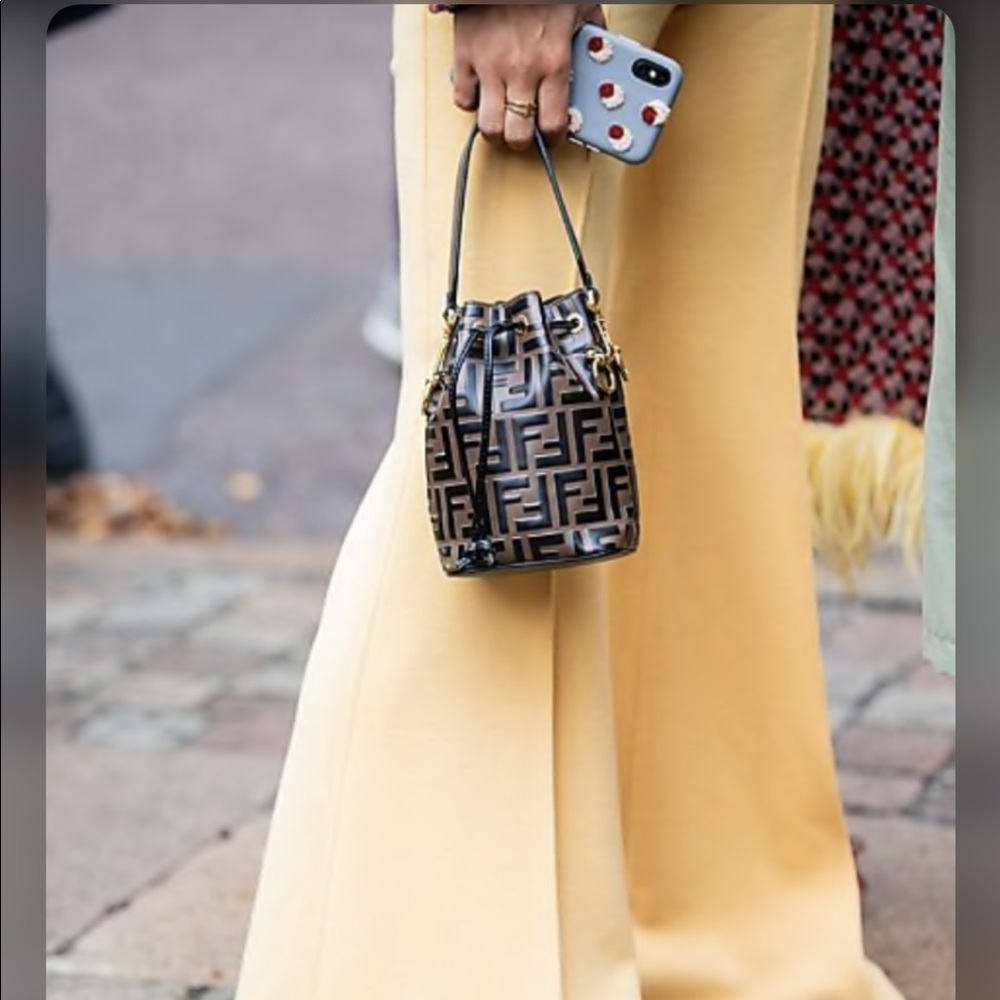 Fendi Brown and Black Monogram Mini Bucket Bag - Picture 4 of 7
